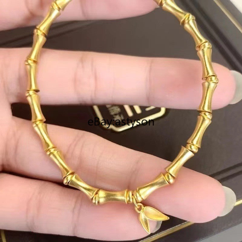 Bamboo Joint Bracelet 22K 23K 24K Gilding Yellow Gold Gp Bracelet