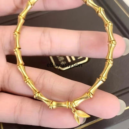 Bamboo Joint Bracelet 22K 23K 24K Gilding Yellow Gold Gp Bracelet