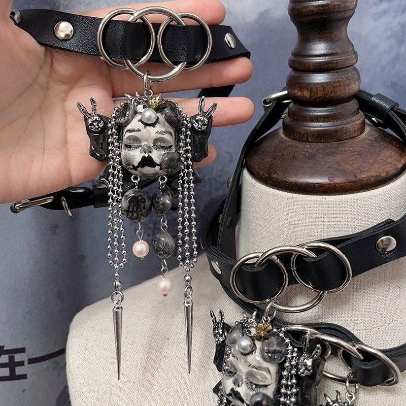 Original Gothic Dark Punk Butterfly Doll Choker Handmade Necklace