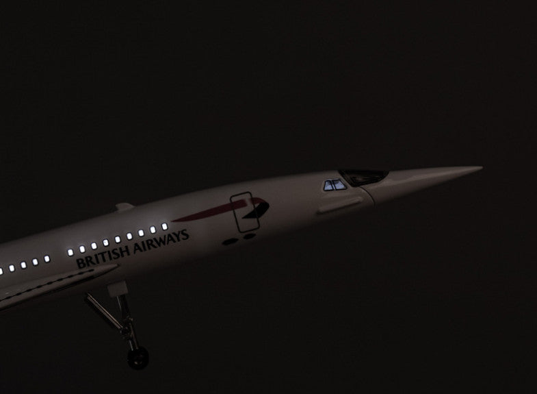 1:125 50CM BRITISH AIRWAYS Concorde Plane Led Sound-Controll Light Resin Model