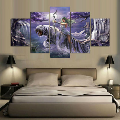 World of Warcraft Belle Tiger Canvas Prints Painting Wall Art Home Decor 5PCS