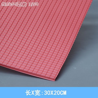 Dollhouse Sandplate Parts 20x30cm PVC Red Tile Fish Scale Wall Model Accessories