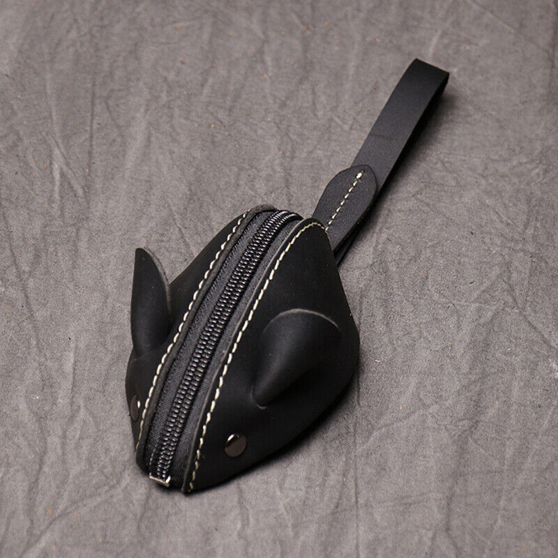 Genuine Leather Mouse Coin Purse Key Storage Bag Zipper Pocket Portable Wallets