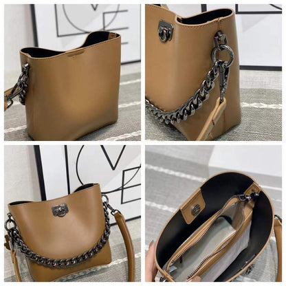 Shoulder Bag Bucket Metal Chain Handbag Leather Messenger 22*10*23 CM Polyester