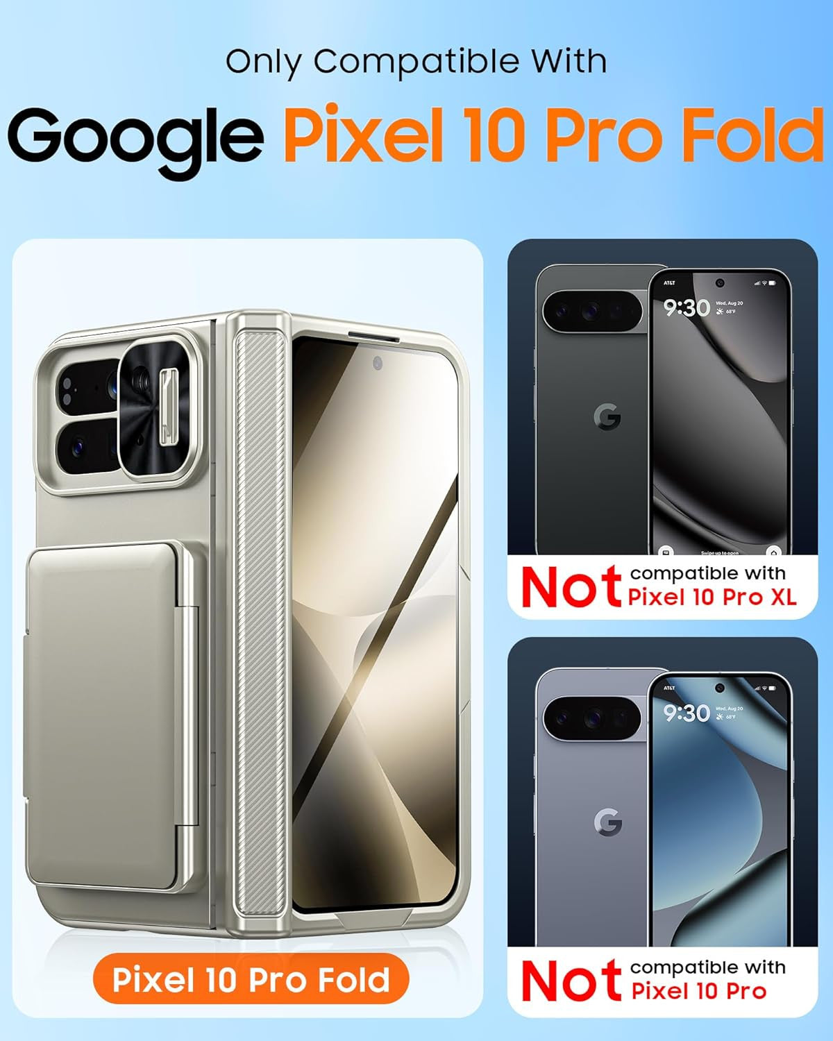 for Google Pixel 10 Pro Fold Case with Card Holder [RFID Blocking] Camera Cover,