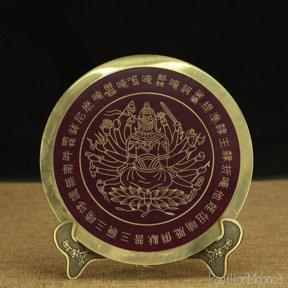 6.3" Brass Cundi Bodhisattva Buddhism Mirror Exorcise Evil Spirits Feng Shui