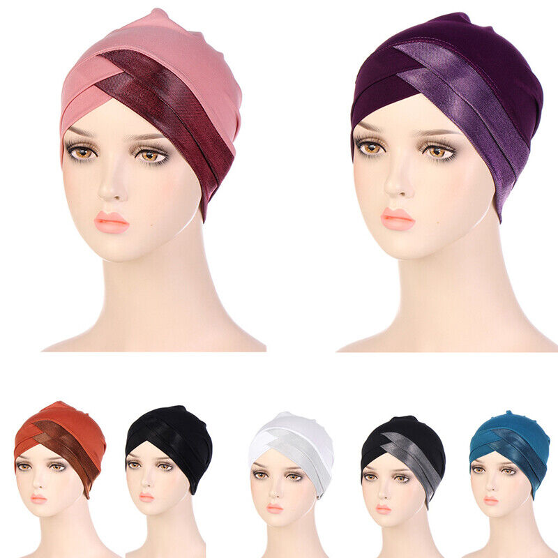 Women Stretch Forehead Cross Indian Hat Turban Hat Bottoming Hat Inner Hijab Cap
