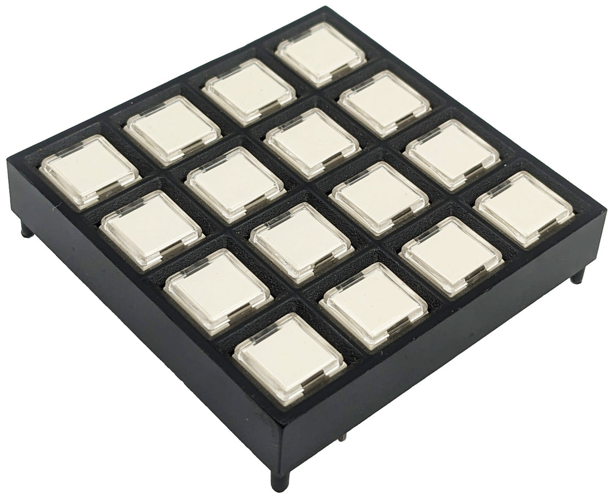 16 Button (4 x 4 Matrix) Keypad Switch w\ Blank White Keys, Tactile Feedback
