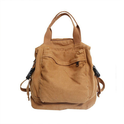 Unisex Students' Retro Backpack Shoulder Bag Schoolbag Solid Color