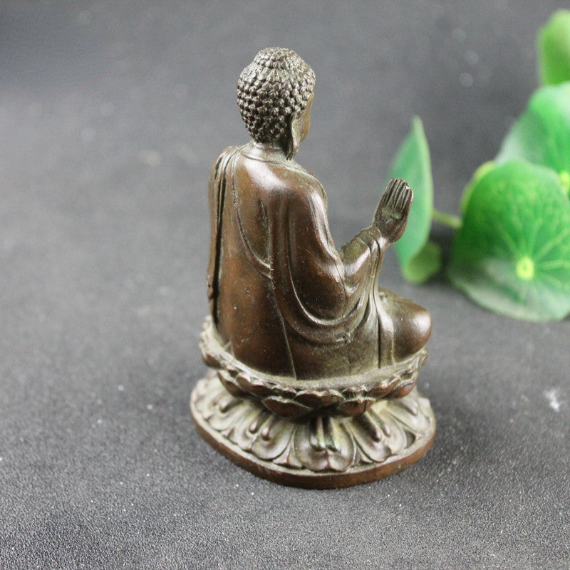Copper Tathagata Buddha Statue Sculpture Retro Feng Shui Miniatures Figurines