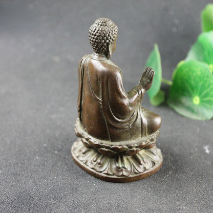 Copper Tathagata Buddha Statue Sculpture Retro Feng Shui Miniatures Figurines