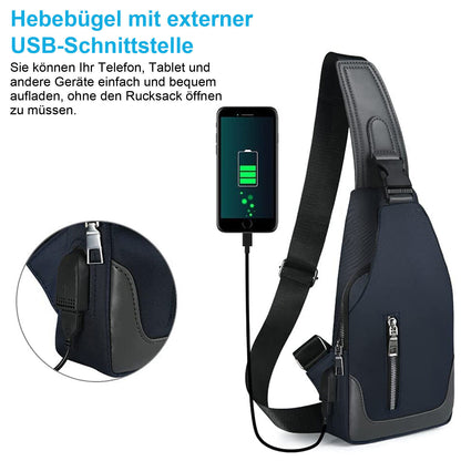 Men Durable Sling Bag USB Charging Port Chest Bags Outdoor Oxford Multipurpose