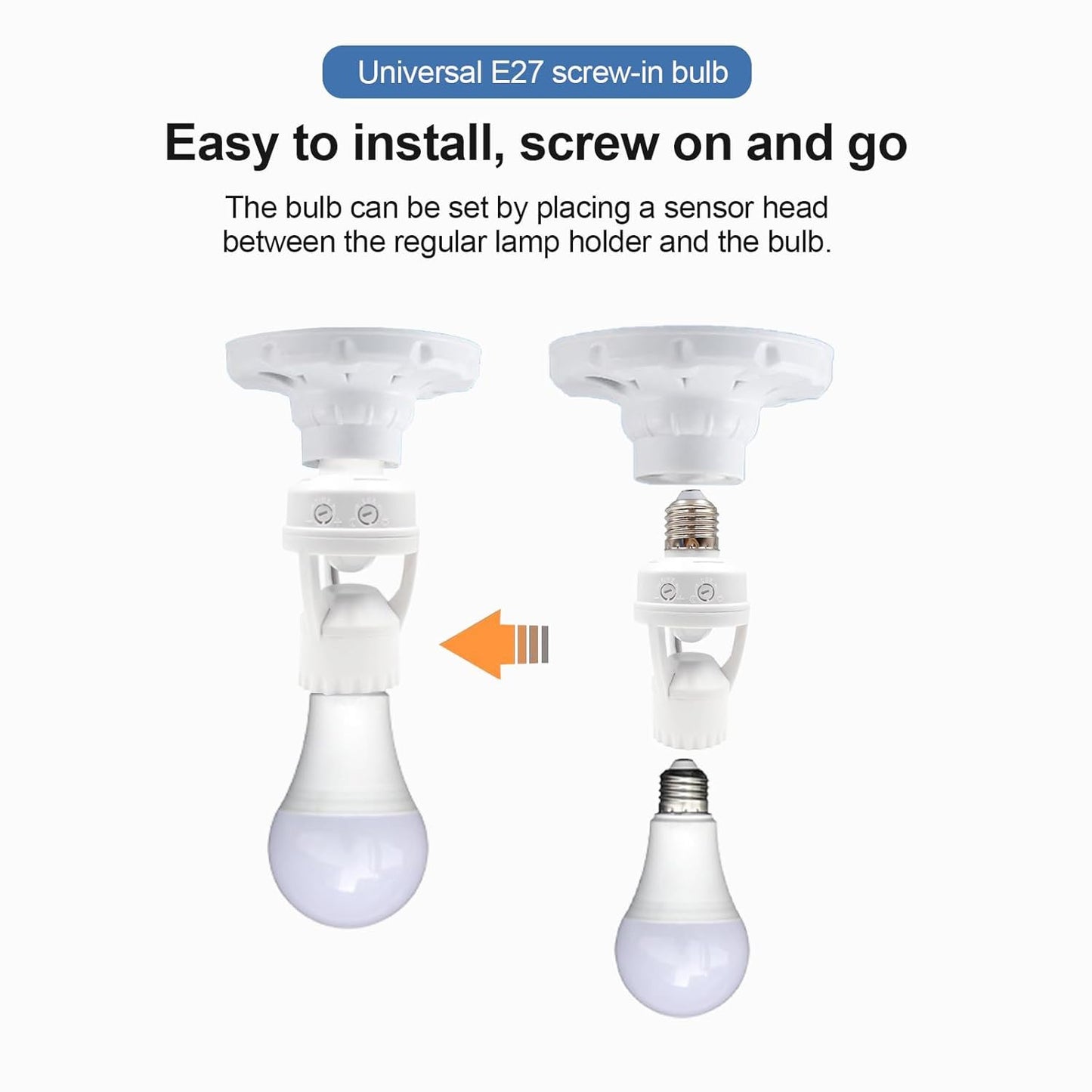 4 Pack E27 LED Light Lamp Bulb Holder Socket Switch Infrared PIR Motion Sensor