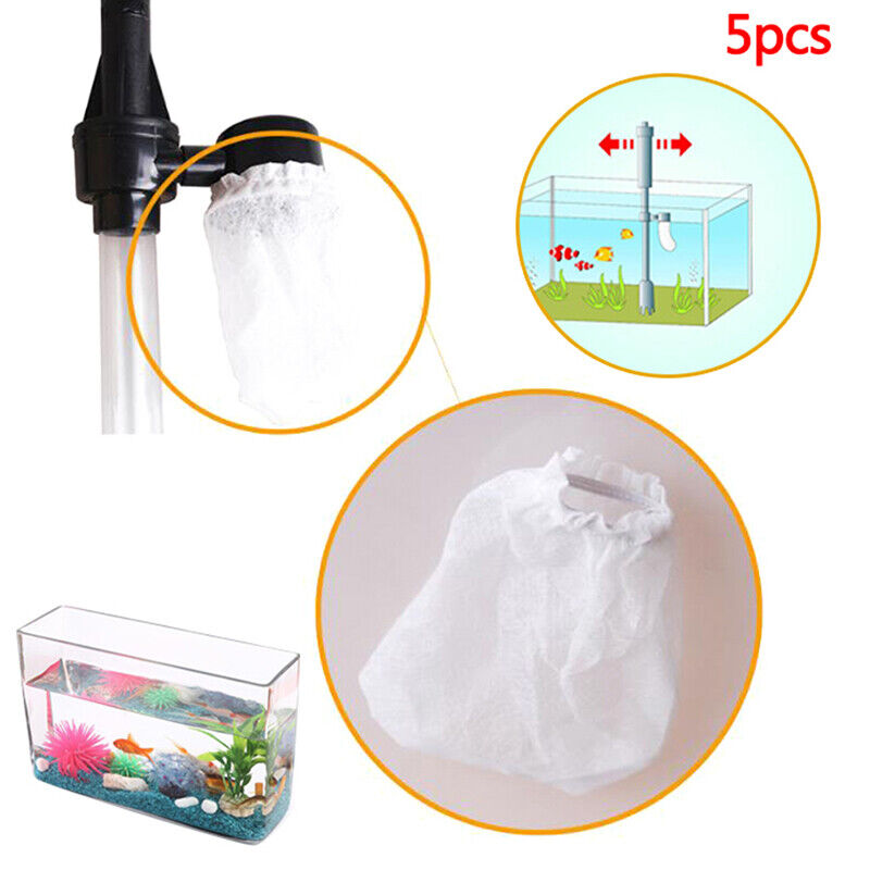 5pcs Aquarium Filter Bag Fish Tank Mesh Cotton Elasticated Bag Cleaning To_S-ca
