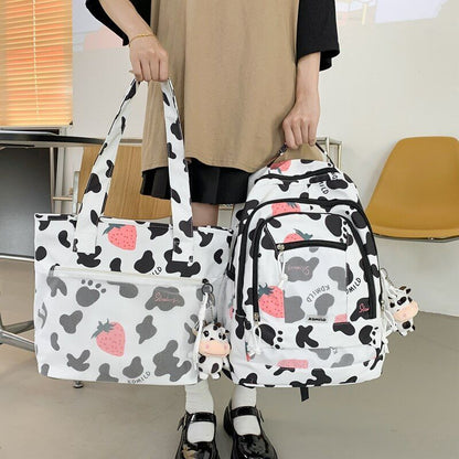 Large Capacity Cow Grain Bag Mesh Backpack Leisure Students Schoolbag 44*18*31CM