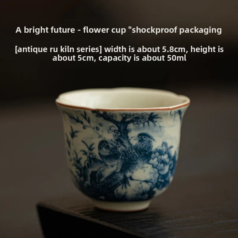 Ceramic Ru Kiln Tea Cup Kung Fu Teaset Home Personal Cup Tasting Cup Master Cup