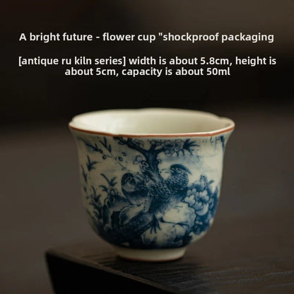 Ceramic Ru Kiln Tea Cup Kung Fu Teaset Home Personal Cup Tasting Cup Master Cup