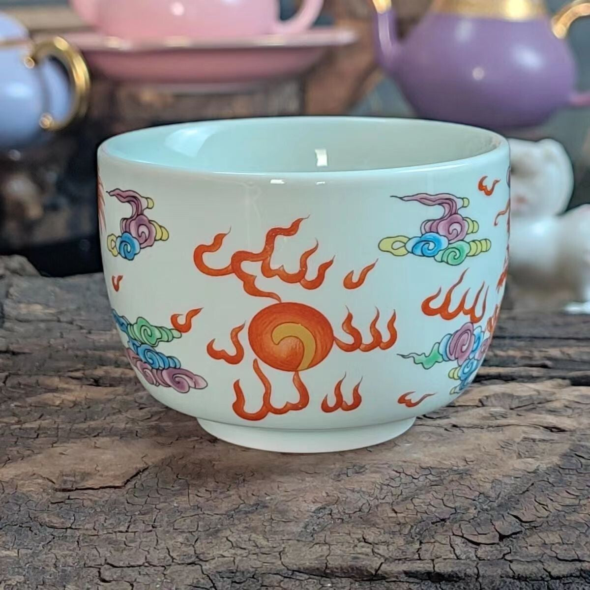 Chinese Jingdezhen Porcelain Enamel Color Tea Cup :red Dragon 130ml Tea Cups