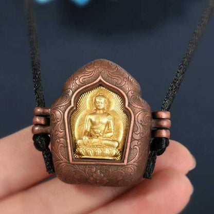 Tibetan Buddha Gau Box Pendant Nepal Amulet Locket Necklace Retro Style
