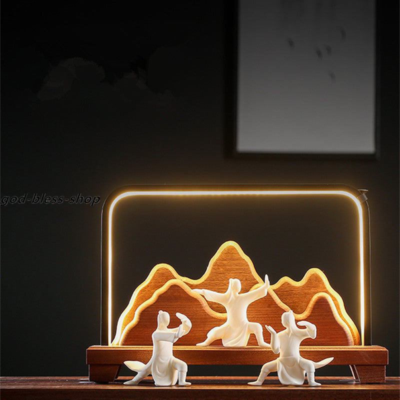 Zen Style Tea Pet Creative Tai Ji Posture Porcelain Tea Play Home Decoration New
