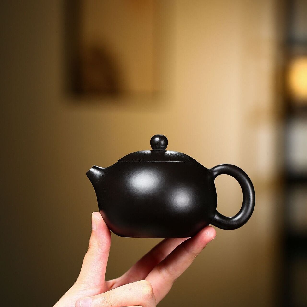 Chinese real yixing zisha black clay tea pot marked xishi pot 9 infuser holes
