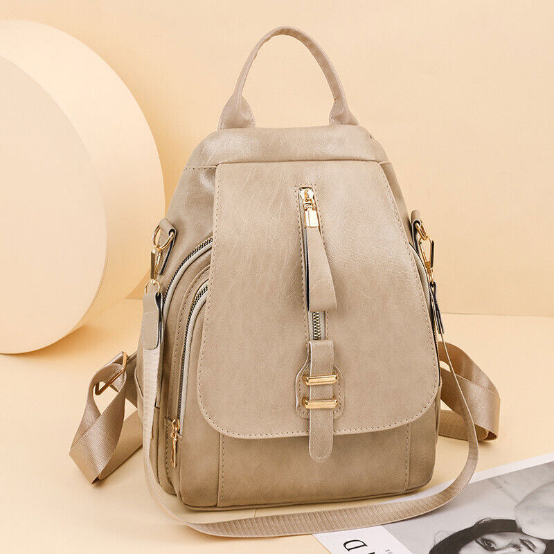 Women's Ladies Leather Backpack Purse Anti-Theft Rucksack Travel Bag Satchel