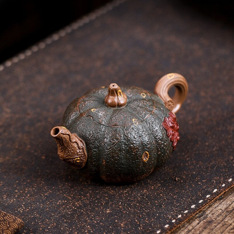 Full Handmade Tea Pot Master Real Yixing Zisha Clay Marked Pumpkin Design Teapot
