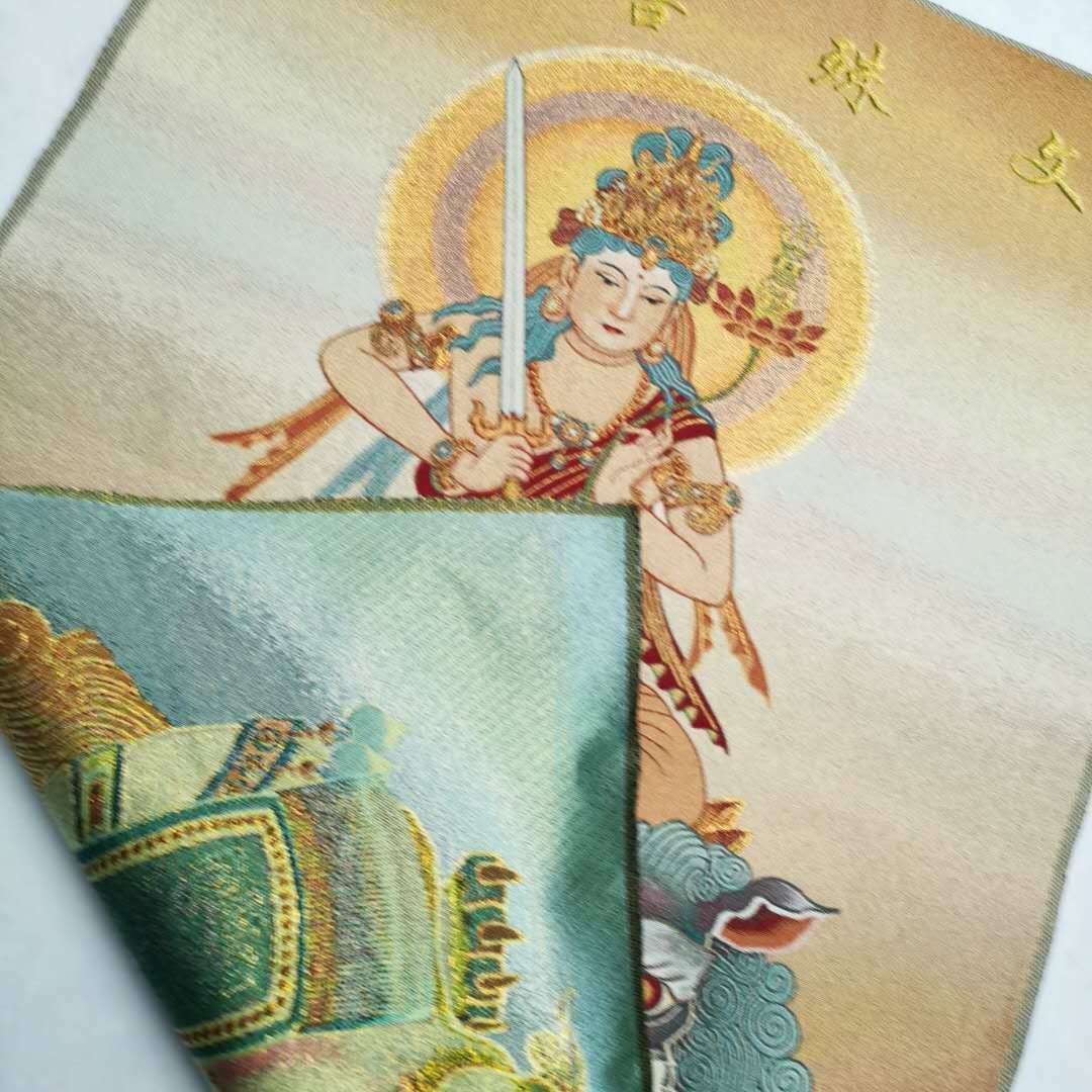 36"in Tibet Tibetan Cloth Silk Rulai Manjusri Bodhisattva Tangka Thangka