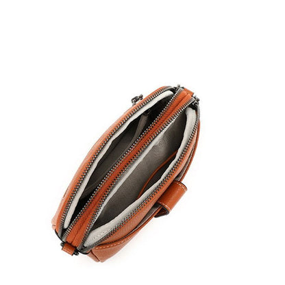 Genuine Leather Small Shoulder Bag Messenger Shell Purse Brown Pouch 19*13*7 Cm