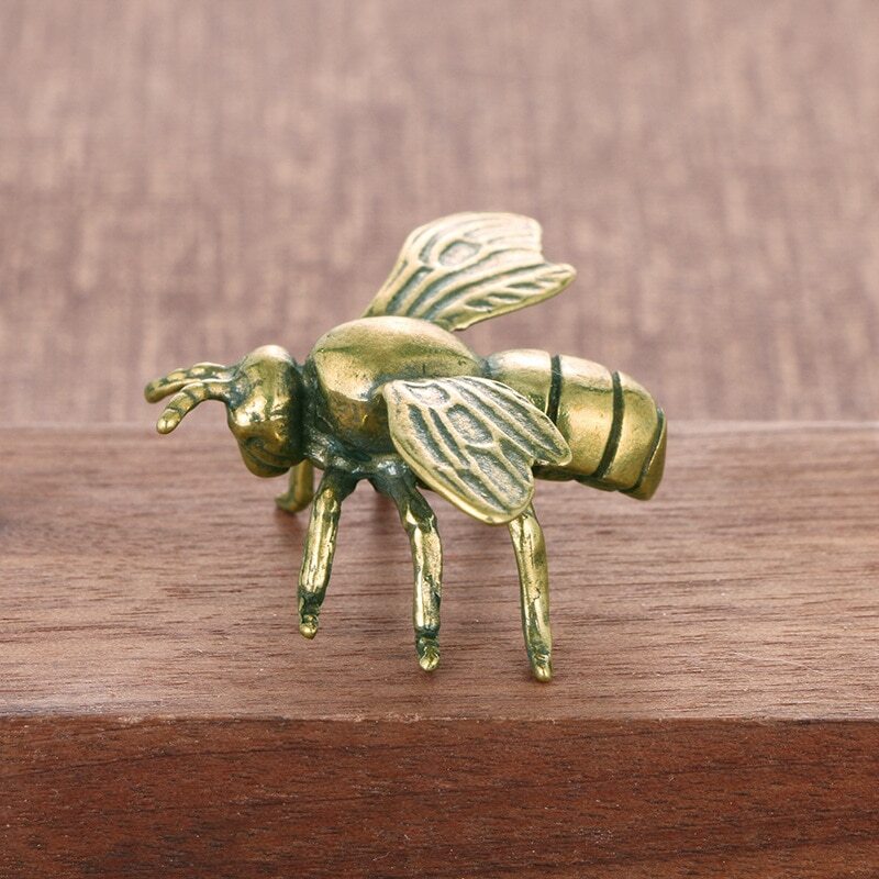1.8" Brass Insect Honeybee Figurines Miniatures Tea Pet Funny Beetle Crafts