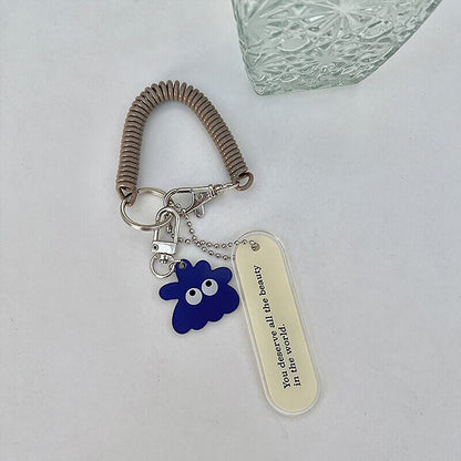 Cute Monster Acrylic Keychain Anti-Loss Spring Rope Pendant Bag Charm Decoration