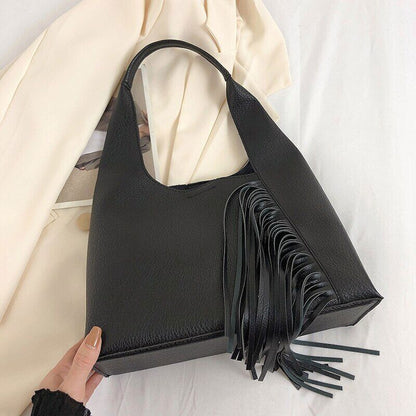 Small Handbag Women Spring Travel 2pcs/set Tassels Shoulder Bag
