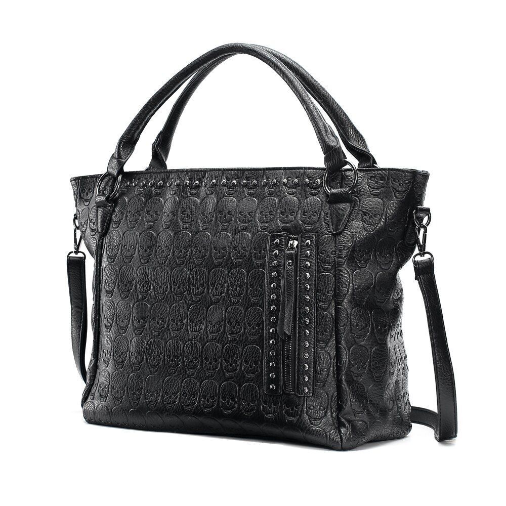 Large Bag Leather Black Handbag Punk Skull Bag Tote Crossbody Bags Polyester 1PC
