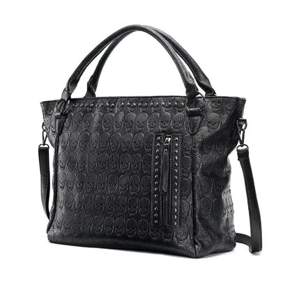 Large Bag Leather Black Handbag Punk Skull Bag Tote Crossbody Bags Polyester 1PC