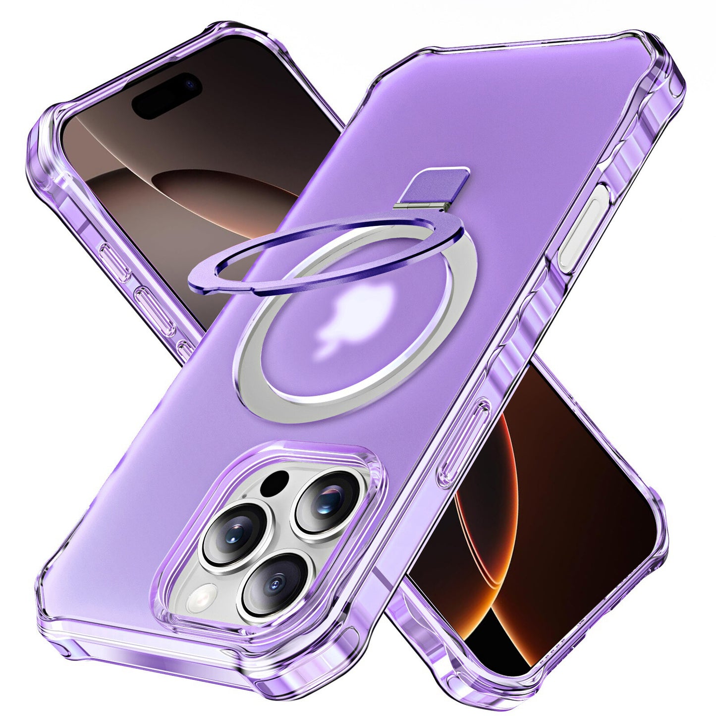 Magnetic Case for iPhone 16 15 14 13 Pro Max with O-Ring Stand Mag-Safe Cover