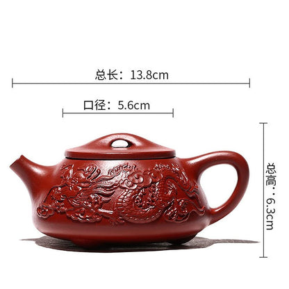 230ml Yixing Purple Clay Dragon Carving Pattern Teapot Kettle Kung Fu Tea Set
