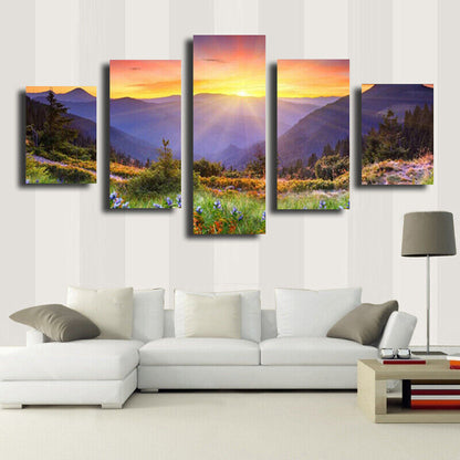 5 Pieces Canvas Wall Art Poster and Print Living Room Scenery No Framed
