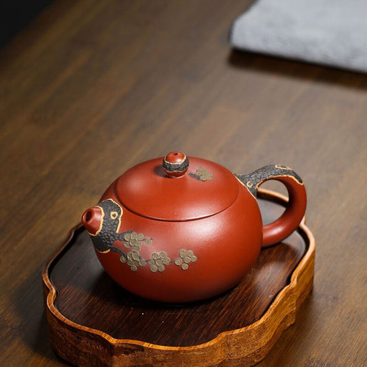 280ml Yixing Zisha Xishi Pot Marked Teapot Ball Shaped Infuser Holes Tea Pot