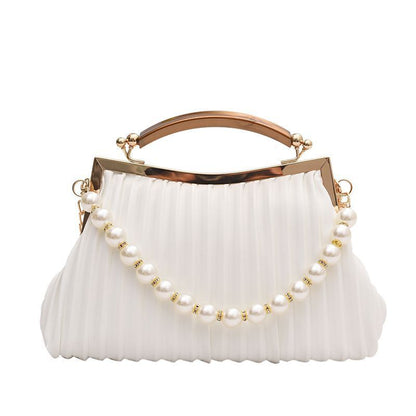 Leather Shoulder Bag Pearl Chain Handbag Crossbody Bags Chain Purse 26*9*15 CM