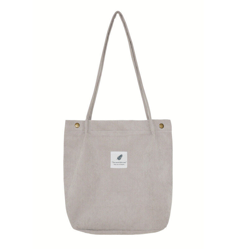 Corduroy Buckle Canvas Women's Bag Large Capacity Arts Style Shoulder Bag
