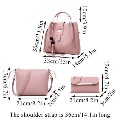 Fashion Women Bags Set 3pcs Large Casual Bags PU Leather Ladies Shoulder Bag