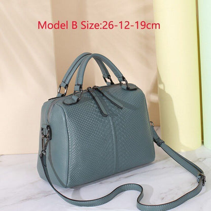 Crocodile Pattern Handbag Genuine Leather Elegant Shoulder Bag Wide Strap Totes
