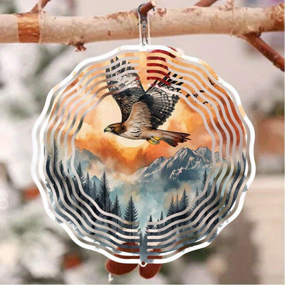 CIFbuy 3D Eagle Wind Chime Kinetic Metal Art Outdoor Garden Decor