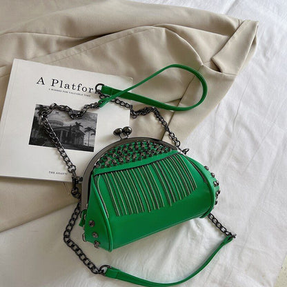 Rivet Crossbody Luxury Bag Small Handbags Clips Purse Tassel Clutch Shoulder Bag
