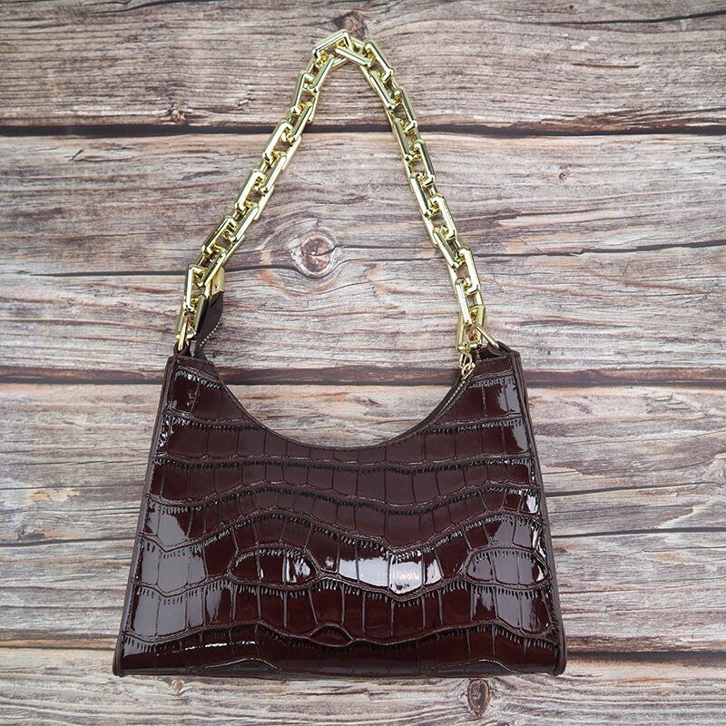 Zipper Handbags Texture Embossed Lacquer Shoulder Bag Simple Small Square Bags