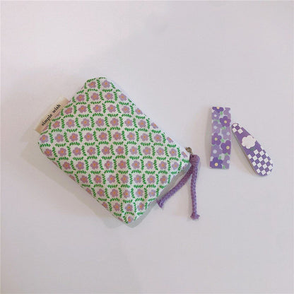 Small Cosmetic Make Up Bag Cotton Floral Organizer Bags Lipstick Purse Coin 1 PC