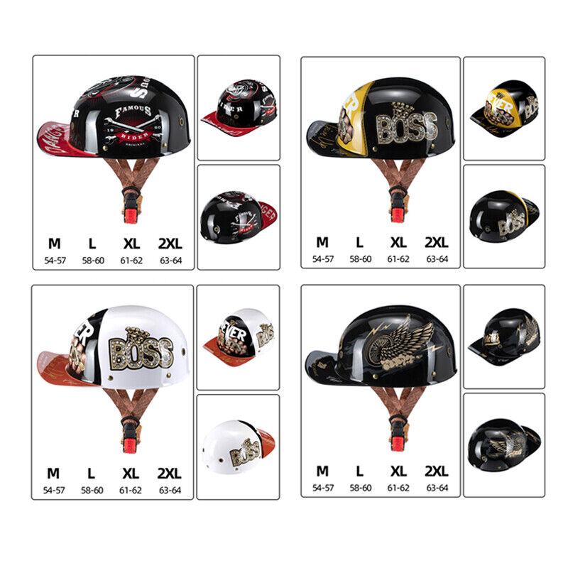 Motorcycle Half Helmet Open Face Motorcycle Half Helmet Retro Baseball Cap