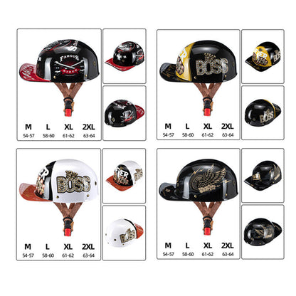 Motorcycle Half Helmet Open Face Motorcycle Half Helmet Retro Baseball Cap