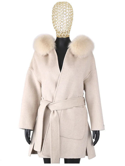 2023 Coat Collar Jacket Winter Outerwear Women With Belt