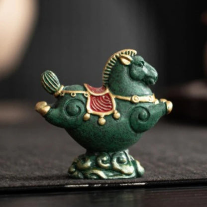 Sandstone Horses Tea Pet Ornaments 7.2cm Chinese Handmade Handicrafts Tea Play